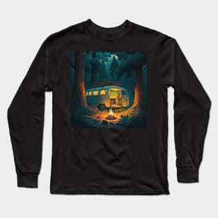 Camping Adventure in the Forest, Campire at Night Long Sleeve T-Shirt